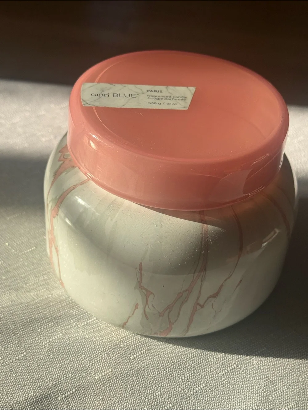 Capri Blue Paris 19 oz Modern Marble Candle Pink Lid NEW Unburned